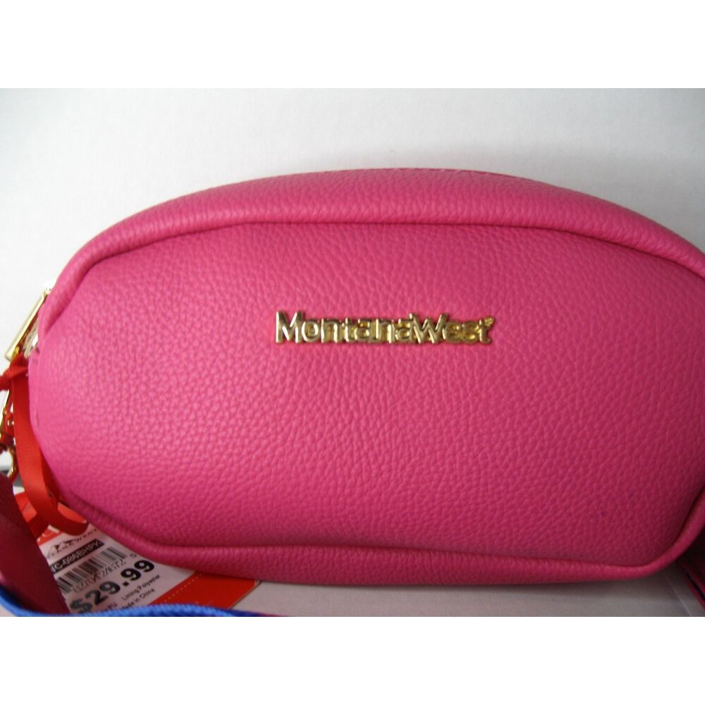 Montana West Pink Crossbody Bag With Multicolor Strap